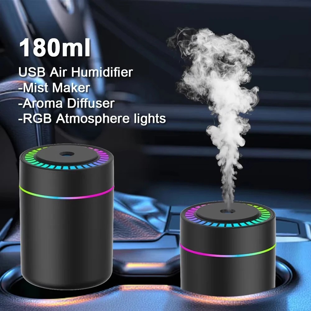 180ml USB Air Humidifier Aroma Diffuser Mist Maker RGB Light Portable