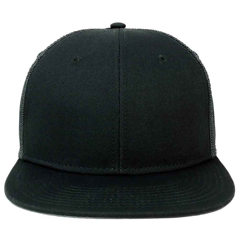 Adjustable Solid Color Plain Blank Flatbill Mesh Trucker Snapback Cap - FREESHIP