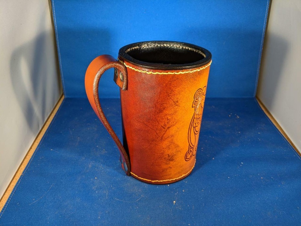 Celtic Beasts Leather Mug by Elandah Leather