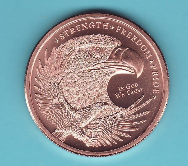 2 oz. EAGLE  Copper Round  FREEDOM SERIES  "Strength" "Freedom" "Pride"
