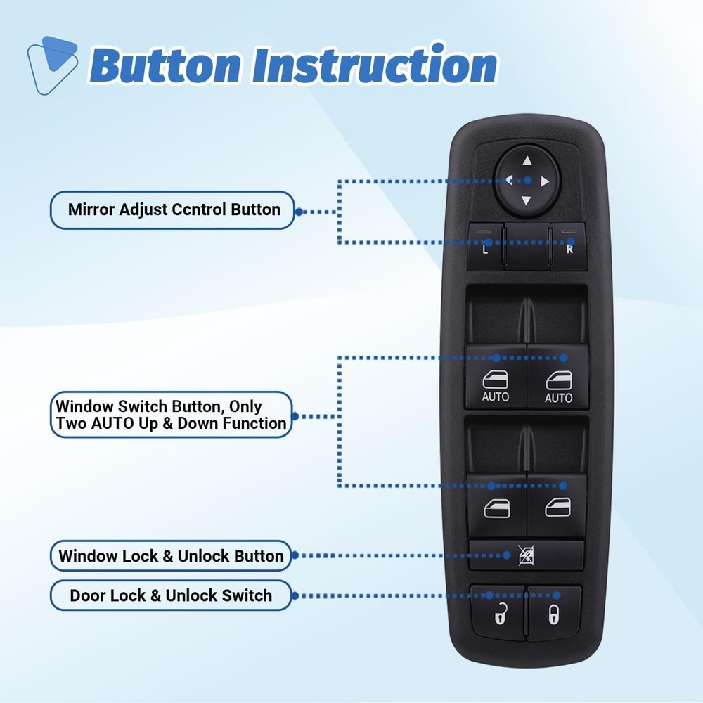 Power Window Switch Main Control Button Compatible with 2016-2018 Ram 1500 2500