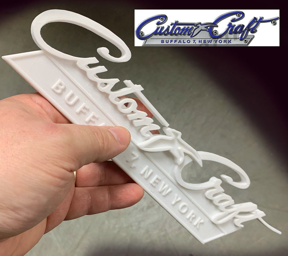 One Custom Craft 10 inch  plastic decal name plate