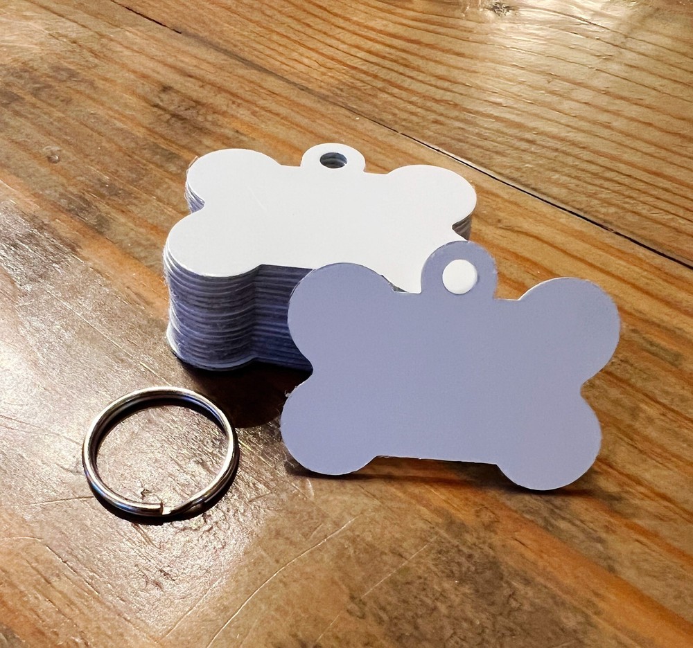 Blank Sublimation Bone Shaped Dog Tags - 20 Tags - Double Sided with Split Ring