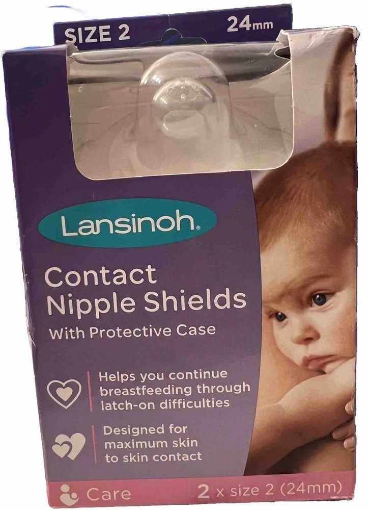 Lansinoh Contact Nipple Shields With Protective Cases Size 2 24mm 2 Pack NEW