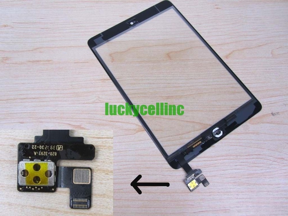 For iPad Mini 1/2 Touch Screen Digitizer + IC Connector Home Button + Tool Black