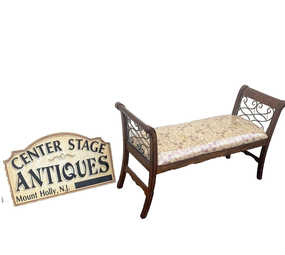 64841 Decorator Window Bench Stool with scrolled iron Sides