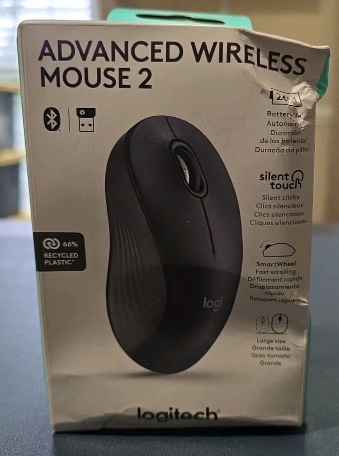 Logitech Advanced Wireless Mouse 2 Silent Touch Damaged Package