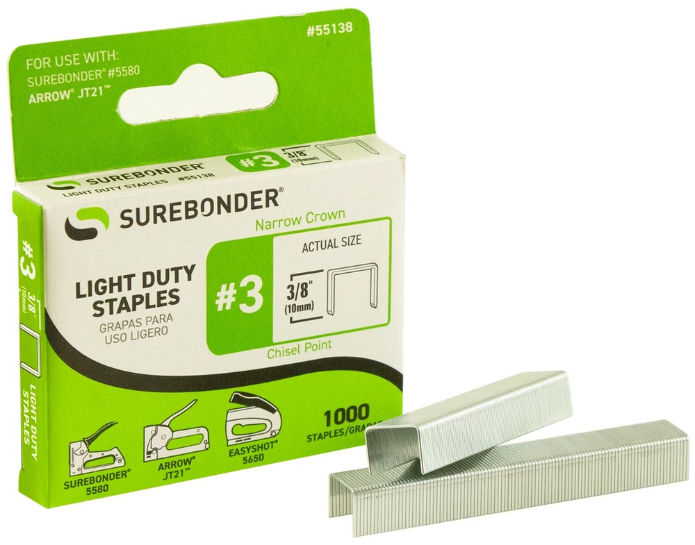 Surebonder Easy Tacker Staples 1,000/Pkg-3/8"