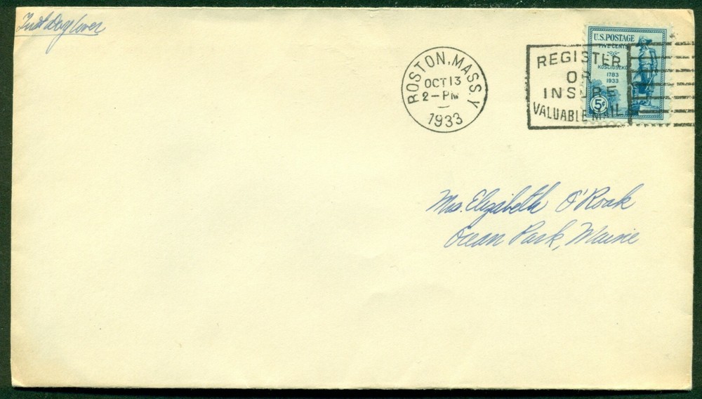 SCOTT # 734 FDC, NO CACHET, SCRIPT ADDRESS, BOSTON, MA, GREAT PRICE!