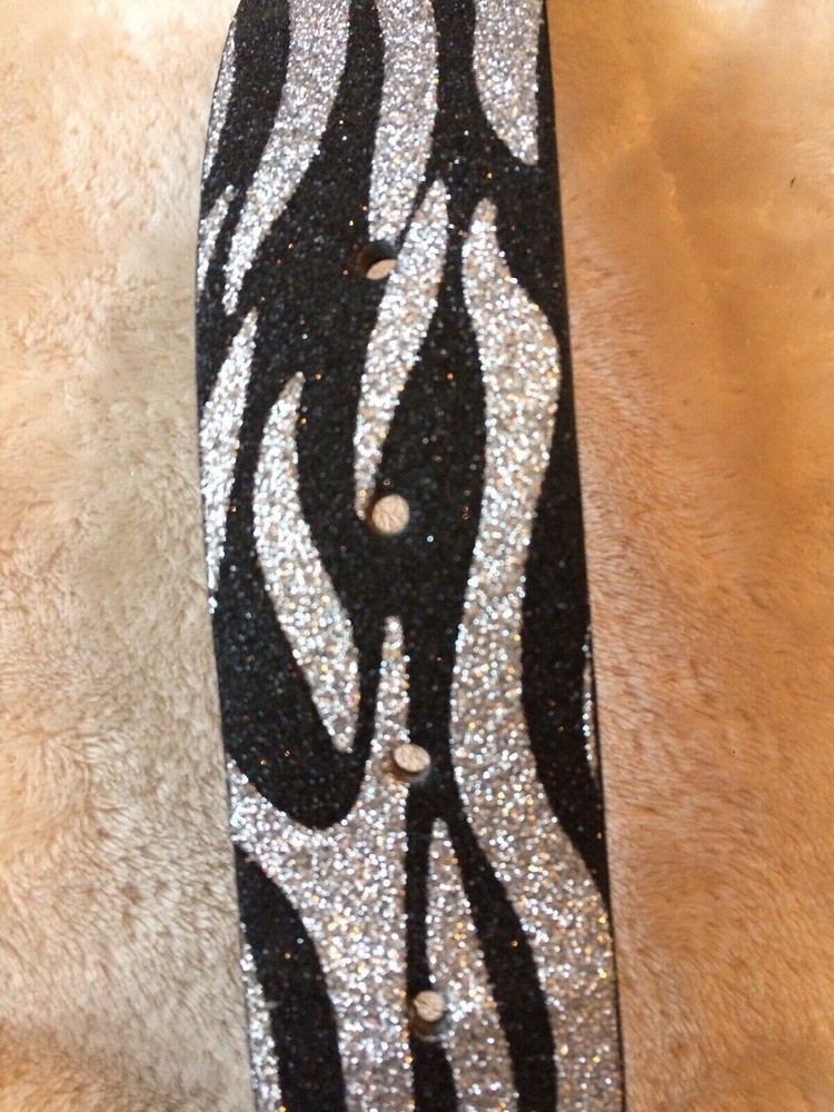 Leather And Fabric Glitter Belt Size Medium