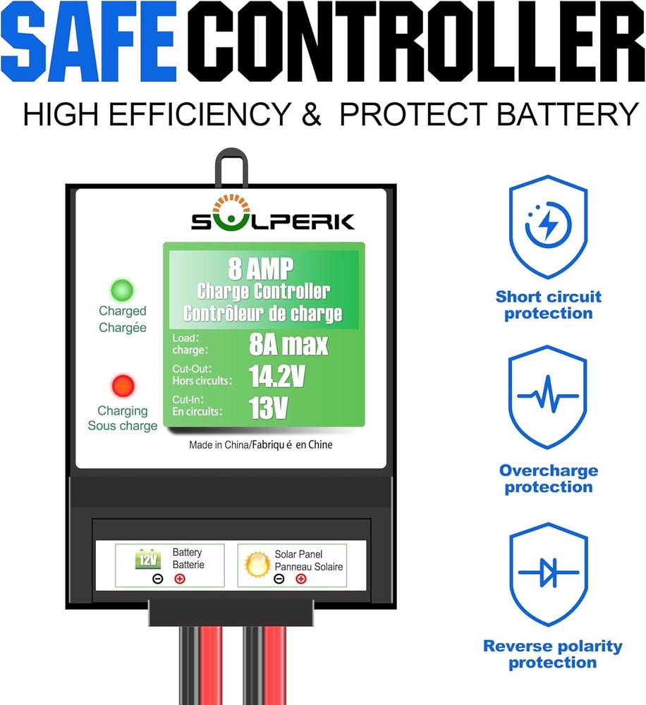 10W Solar Panel 12V Solar Panel Charger 8A Controller Suitable for Automotive