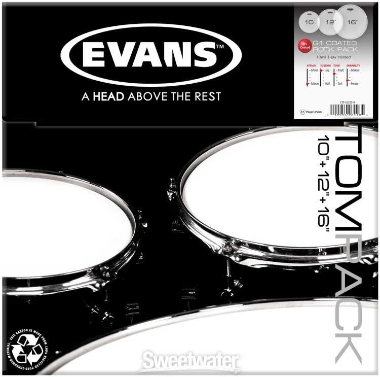 Evans G1 Coated Tom Drumhead Pack