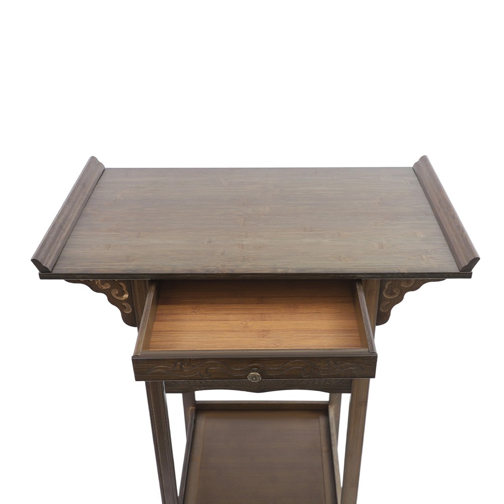 2 Tier Altar Table with Drawers, Altar Table with Storage, Meditation Table