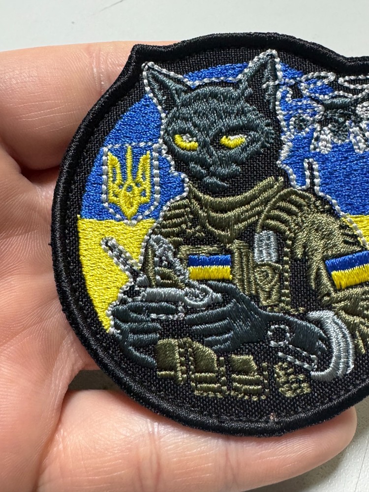 Ukrainian Tactical Morale Patch Cat Drone Operator Flag Trident Embroidered