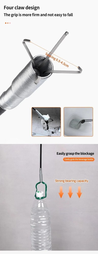 60cm Spring Pipe Dredging Tool - Drain Snake, Clog Remover, Household Kitchen