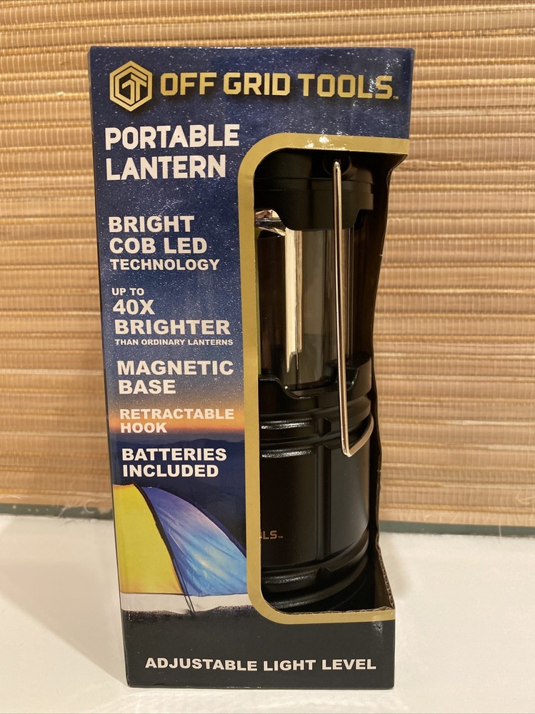 Off Grid Tools Portable Lantern Bright COB LED, Magnetic Base, New