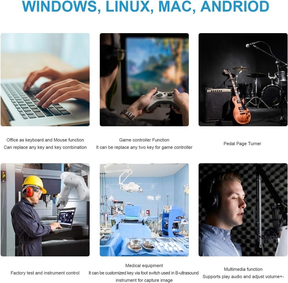 USB Triple Foot Pedal Switch - Programmable Ergonomic Control for Professionals