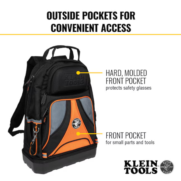 Klein Tools Tradesman Pro Tool Bag Backpack, 39 Pockets