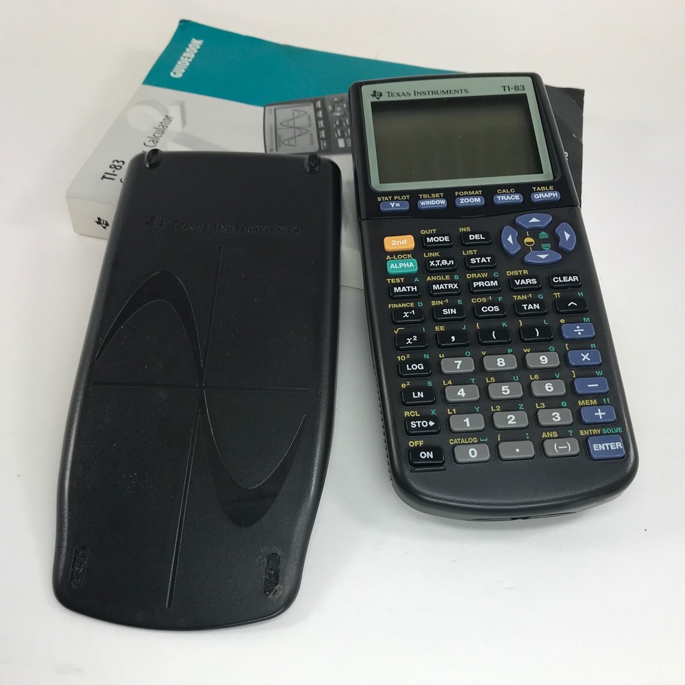 Texas Instruments TI-83 Graphing Calculator + Cover & Manual BROKEN