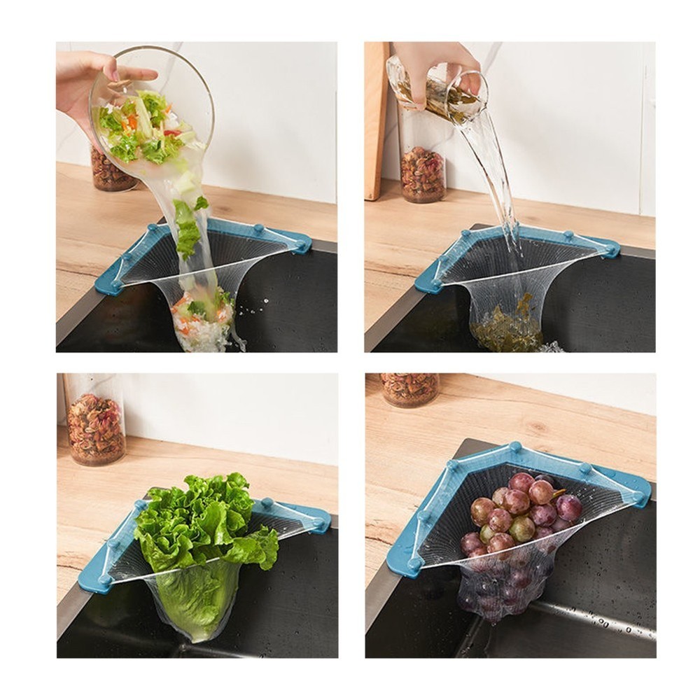 Corner-Fitting Triangular Sink Strainer Basket for Efficient Vegetable Rinsing