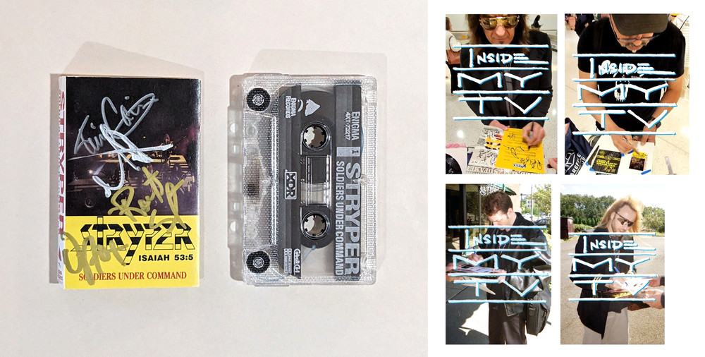 Stryper SIGNED CASSETTE Soldiers Under Command MICHAEL ROBERT OZ TIM autograph