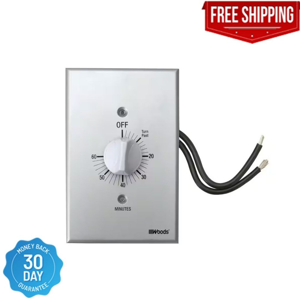 20-Amp 60-Minute In-Wall Spring Wound Countdown Timer Switch, Gray