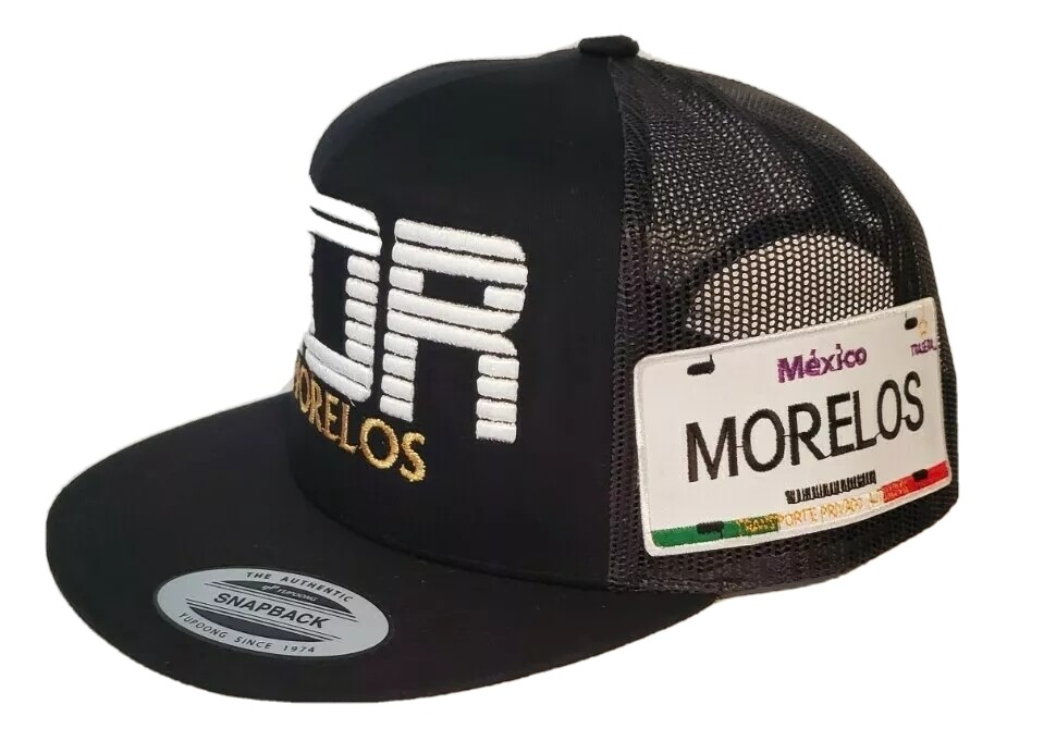 MORELOS PLACA A LADO HAT MESH TRUCKER BLACK SNAP BACK ADJUSTABLE NEW