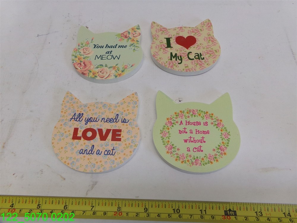 4 pc Cat Love Ceramic Coaster Set RMCSCC