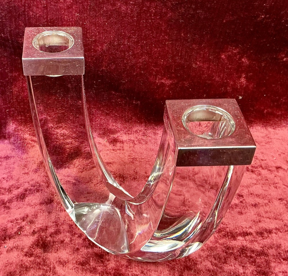An Exquisite Hallmarked Silver & Crystal Candleabrum Candlestick. Sheffield 2005
