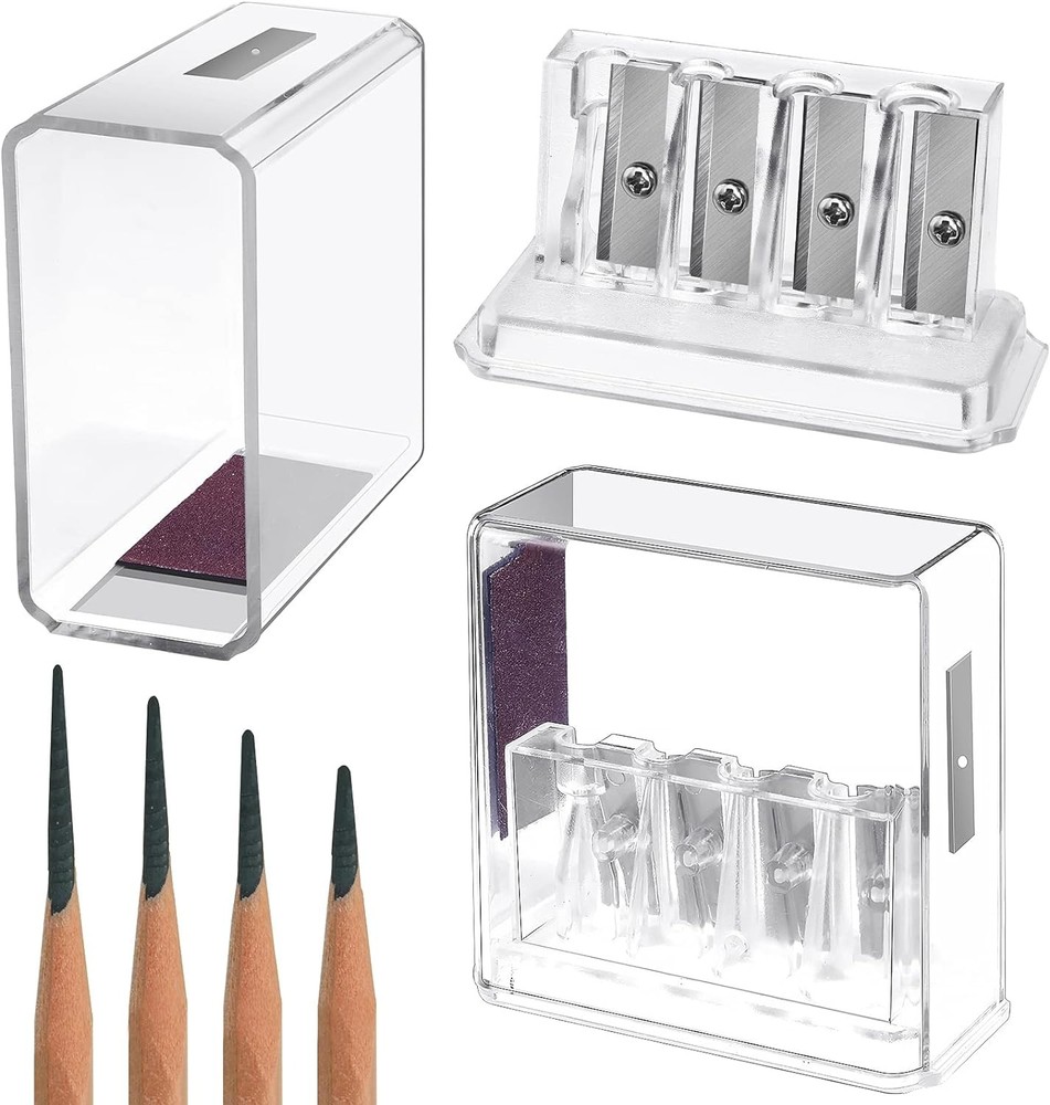 2 Pieces Carpenter Long Point Manual Pencil Sharpener with Plastic ['Clear']
