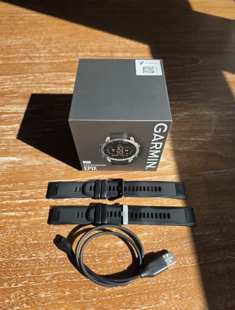 Garmin Epix Gen 2 Smartwatch Silver with 2 Straps & Charging Cable