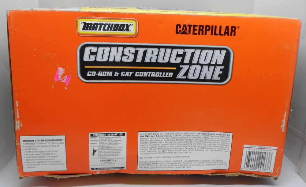 NIB: Matchbox Caterpillar Construction Zone CD ROM & CAT Controller RARE