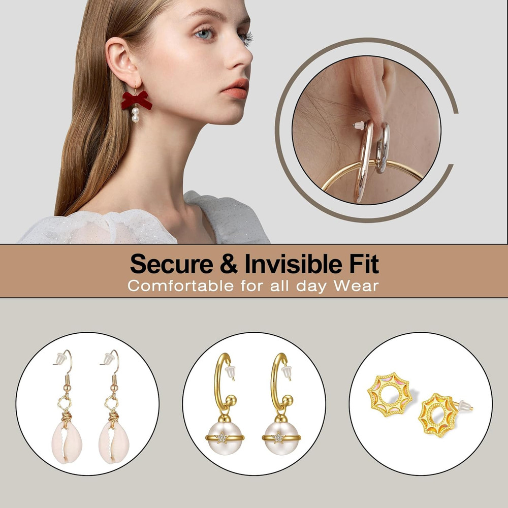 1400PCS Silicone Earring Backs – Clear Stud & Hoop Replacements with Storage Box