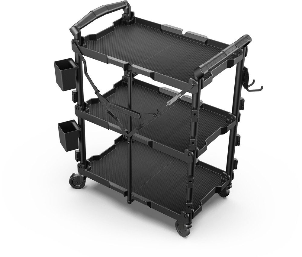Portable Hyper Stack Collapsible Utility Cart Foldable Service Tool Cart Black