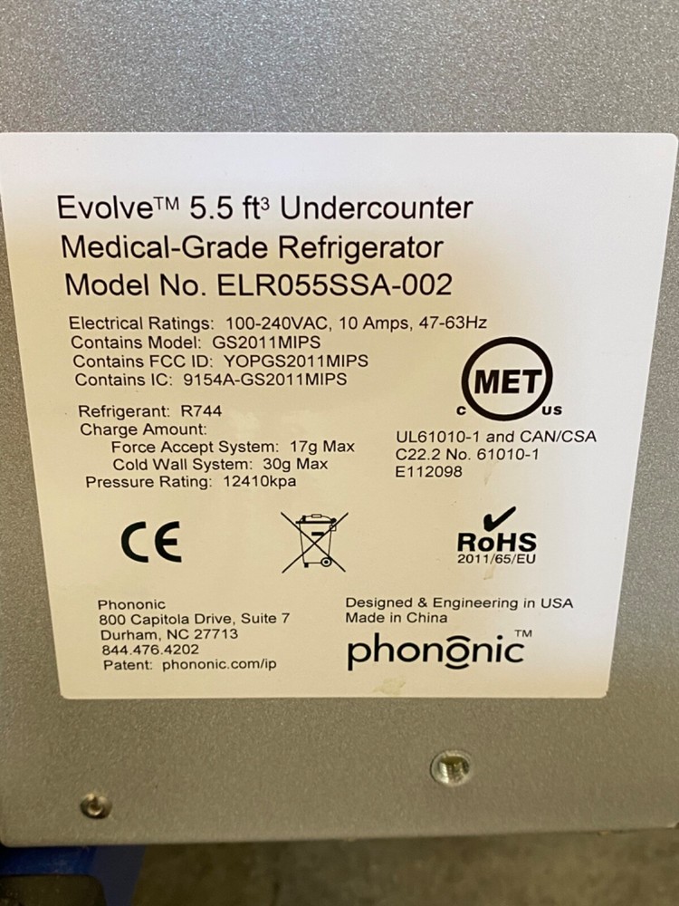 EVOLVE ELR055SSA-002 UNDERCOUNTER MEDICAL-GRADE REFRIGERATOR WORKING