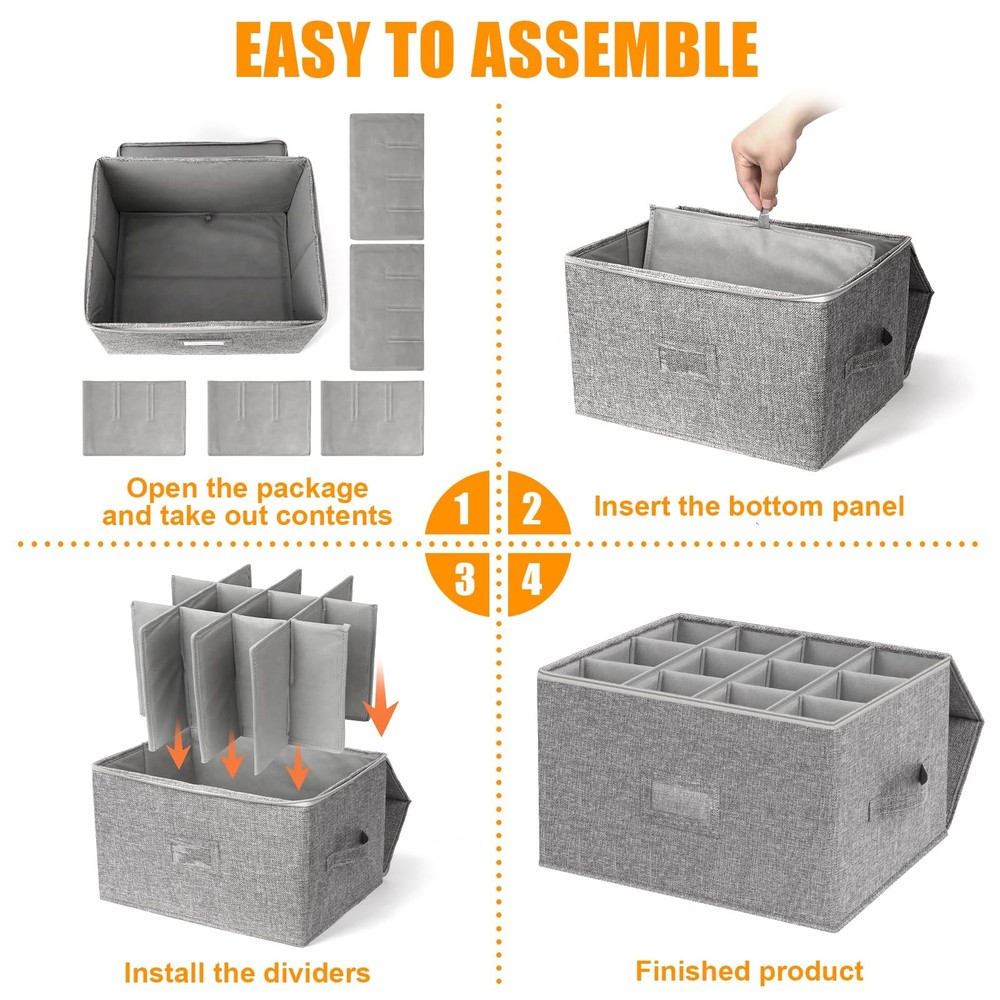 Wine Glass Storage 2-Pack, Stemware Container Cases, Stackable w/Hard Shell T...