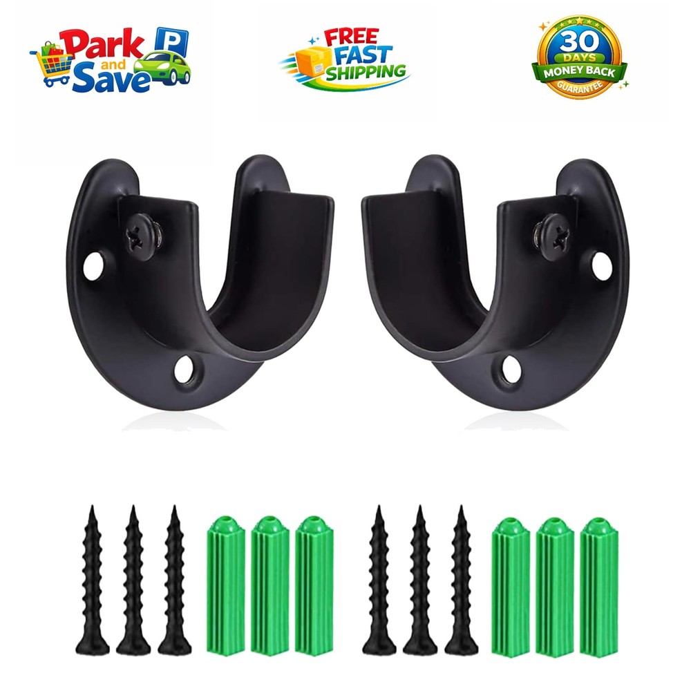 Versatile Stainless Steel Rod Bracket Set - Includes Screws for Easy Setup