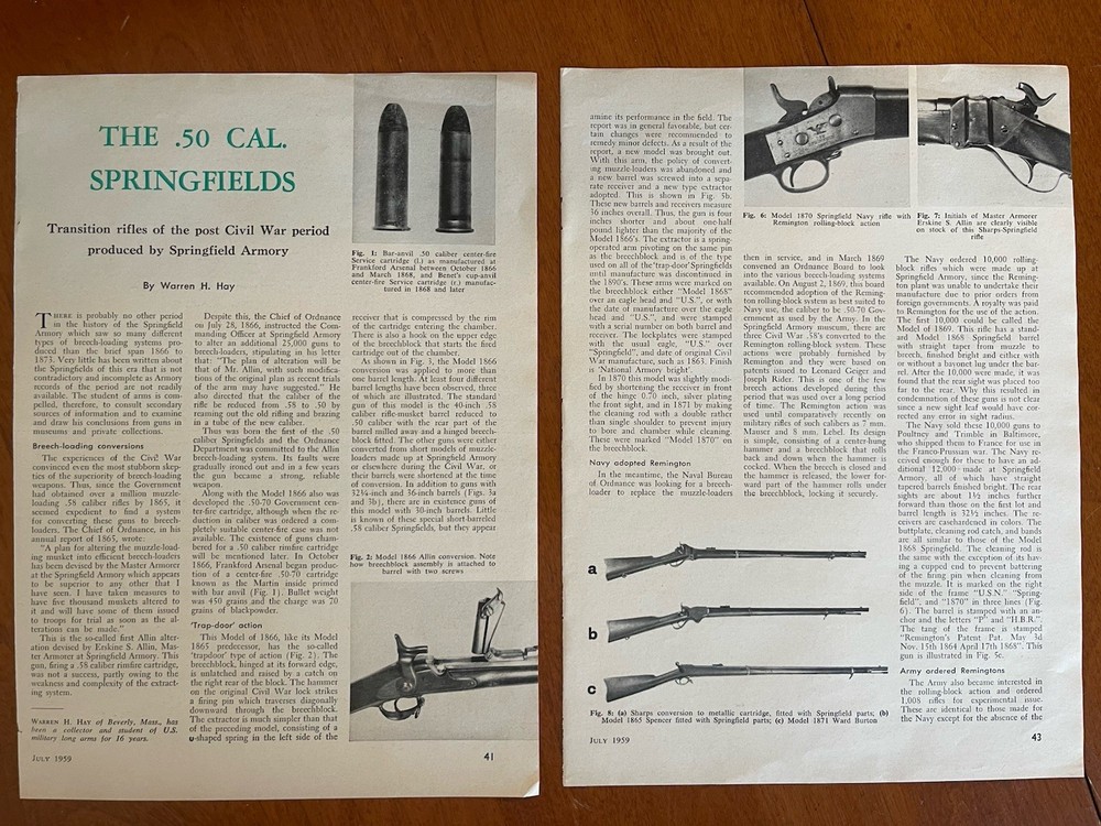1959 Magazine Article Print Ad .50 Caliber Springfield’s  Gun Ammunition Article
