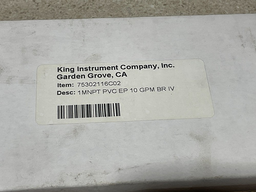 King Instrument Flowmeter 75302116C02 NEW