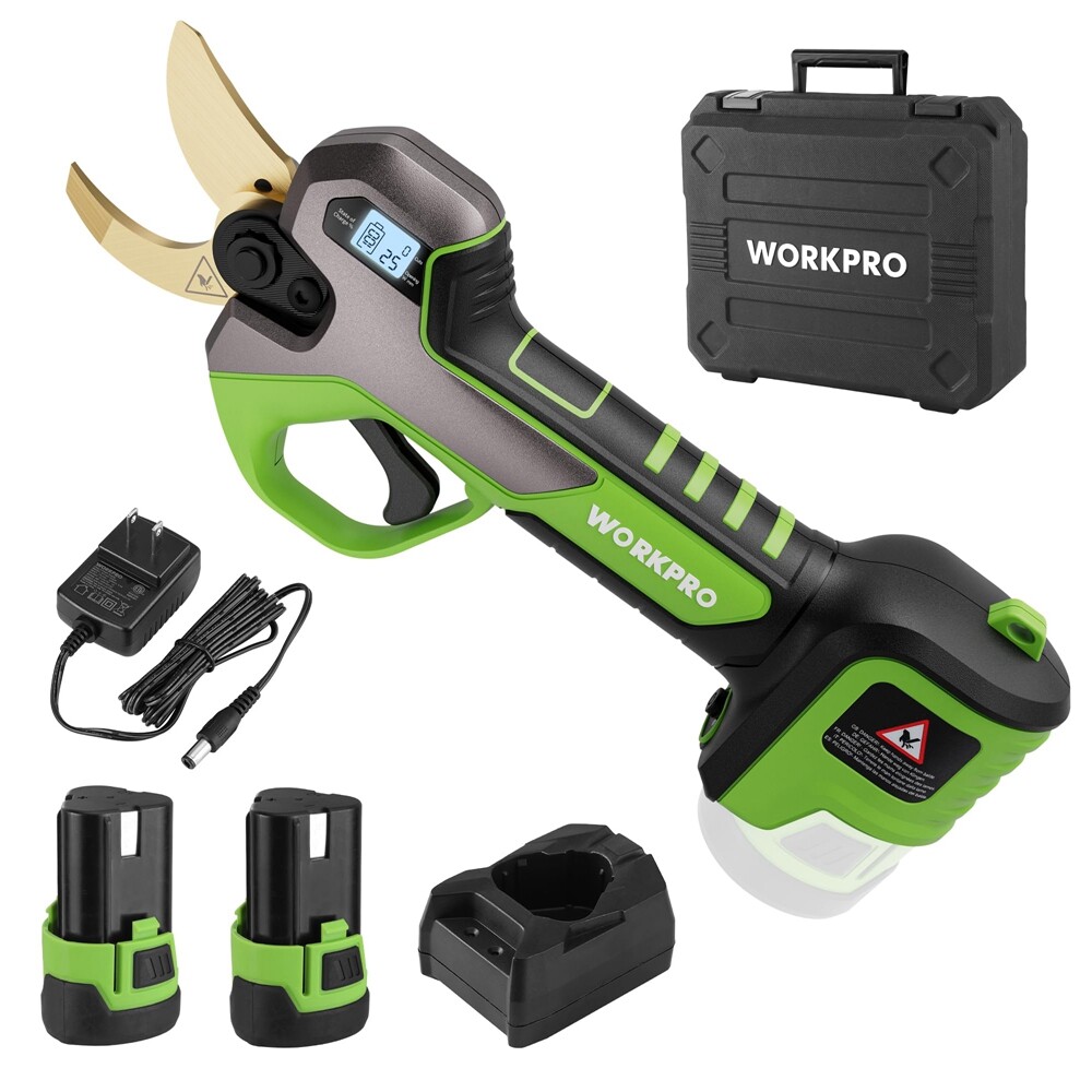 WORKPRO 12V Electric Pruning Shears, Battery Powered Pruning Shears Gardening