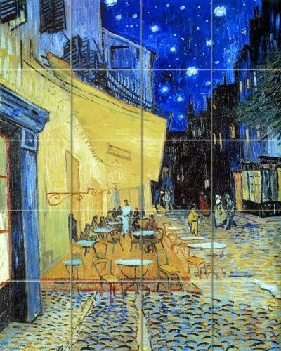 Tile Mural Night Cafe by Van Gogh Kitchen Bathroom Backsplash Marble Ceramic