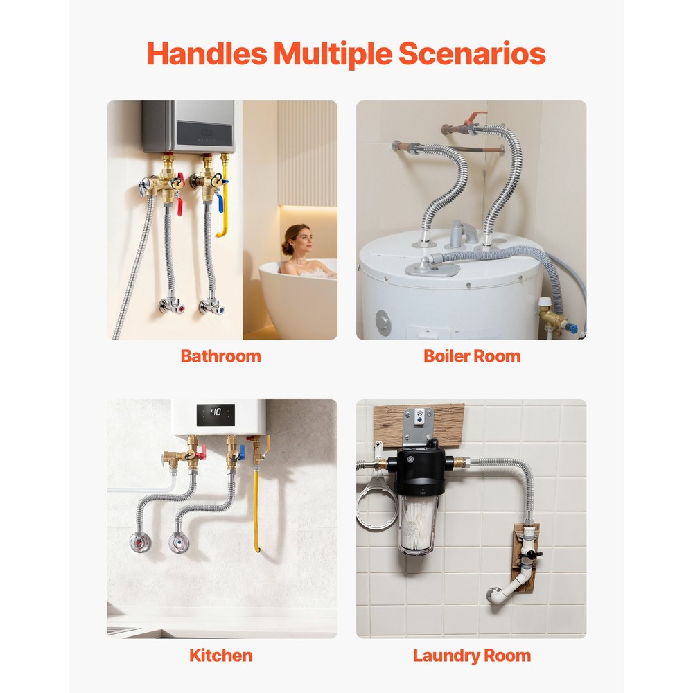 Uimoso 18-Inch Water Heater Flex Connector Kit for Kitchen Use