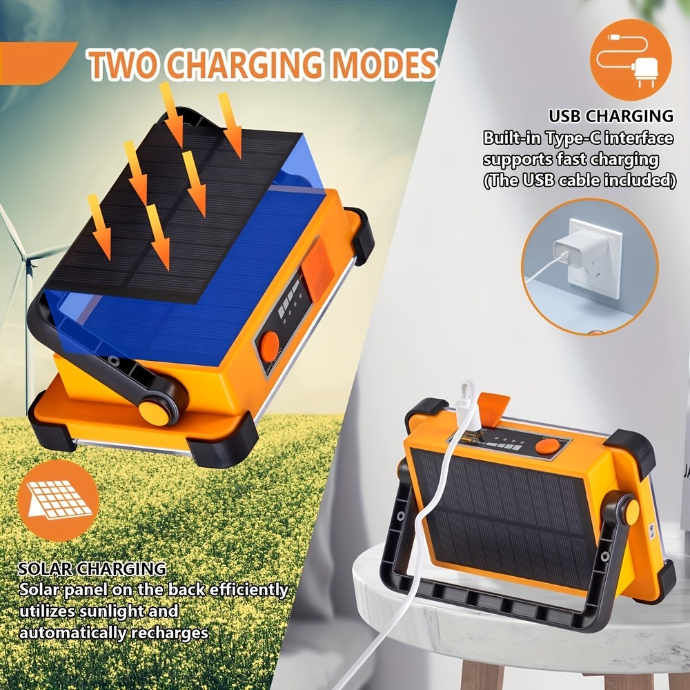 Emergency Light / Portable Ultra-Bright Solar LED Flood Light / Red-Blue Flash