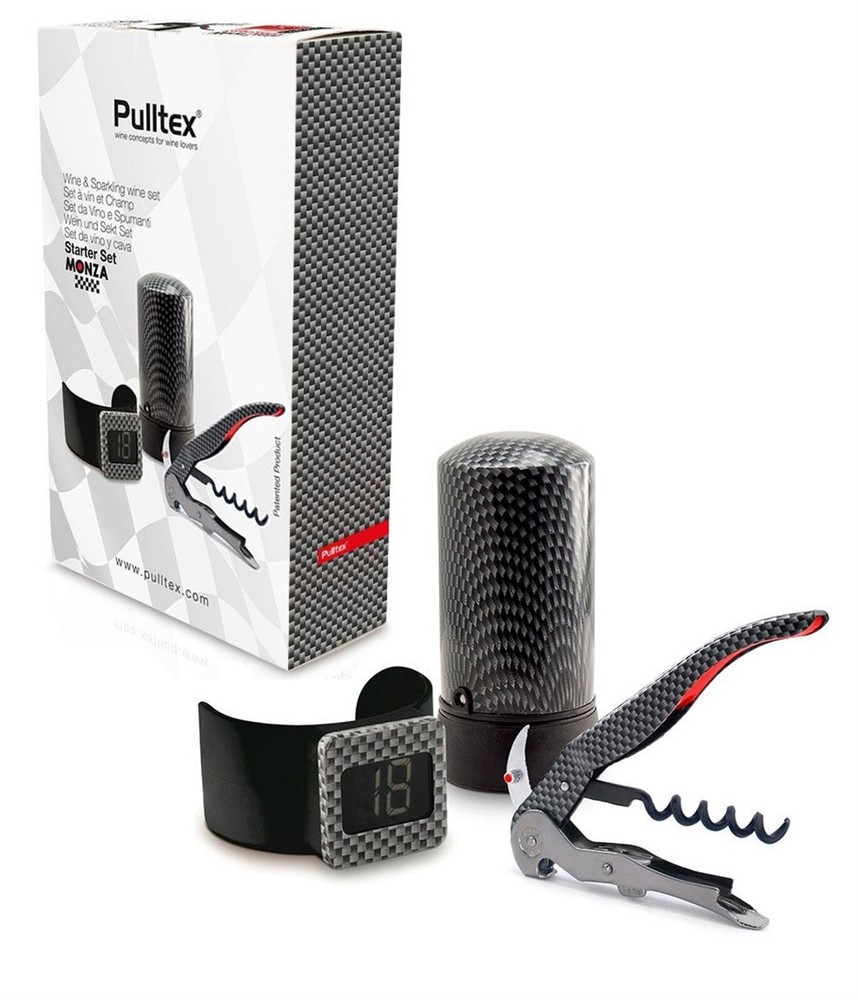 Pulltex: Monza: Set 3 pcs: Wine Accessories Set Carbon Fiber Effect