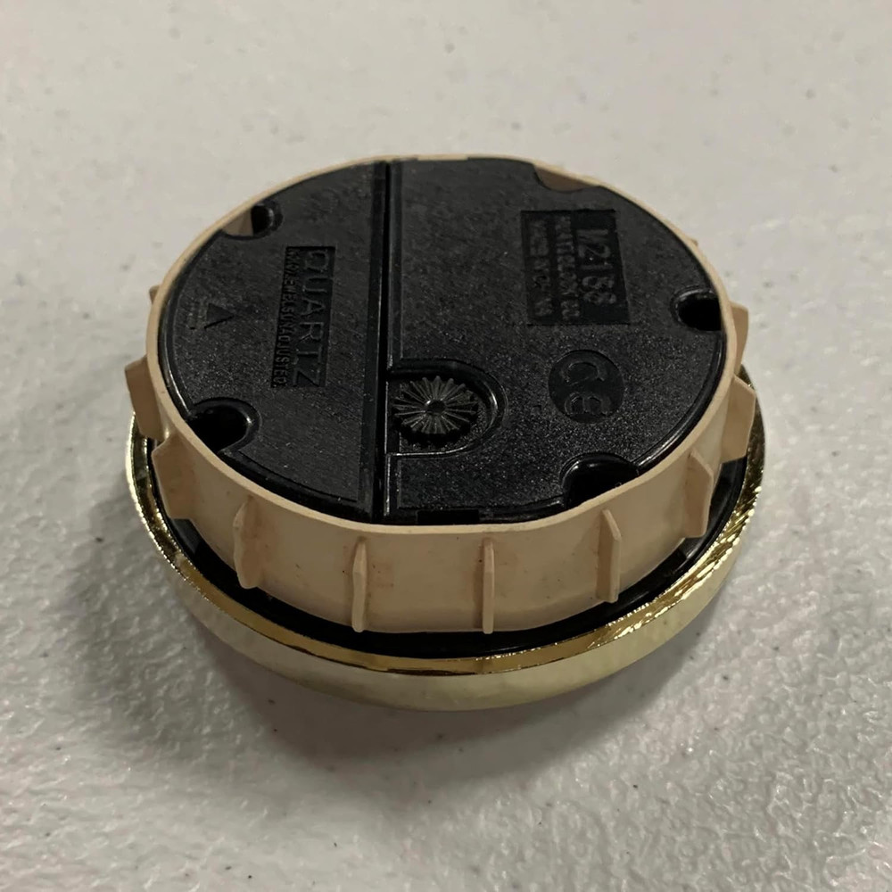 2.5" White Clock Insert with Gold Plastic Rim, Quartz Movement, 1-Pack