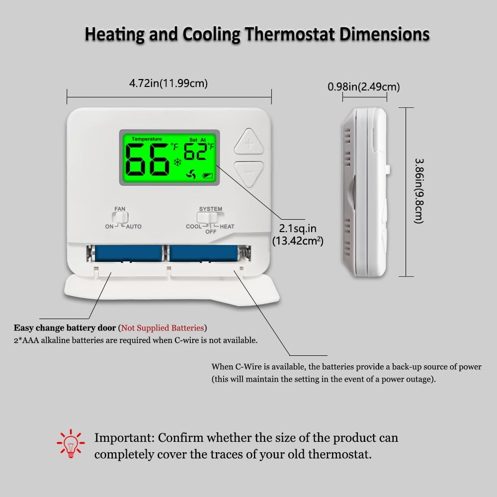 NonProgrammable Thermostat for House, Digital Energy-Saving Thermostat,Single...
