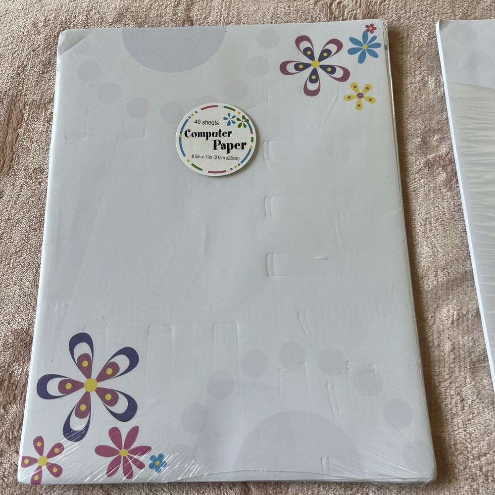 Computer Paper 40 Sheets 8.5" by 11" Flowers/ Two Pack 1 New Other Open Box