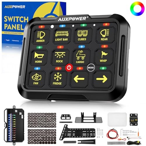 12 Gang Switch Panel 3 Modes Toggle Momentary Pulsed Auxiliary Control RGB