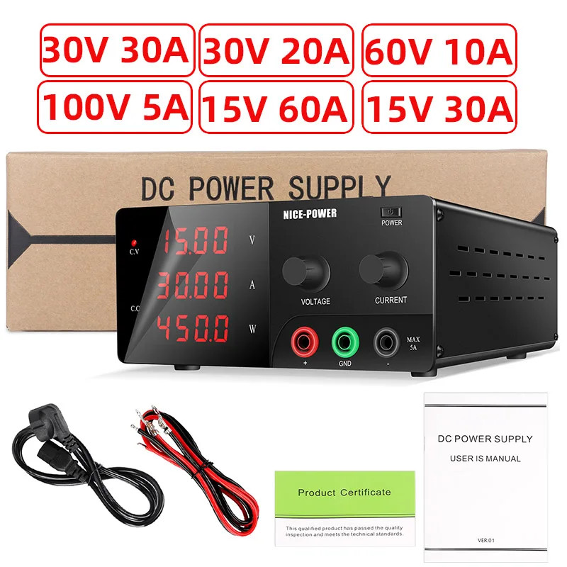 DC Stabilized Power Supply 30V 30A Adjustable Bench Laboratory Power Supply