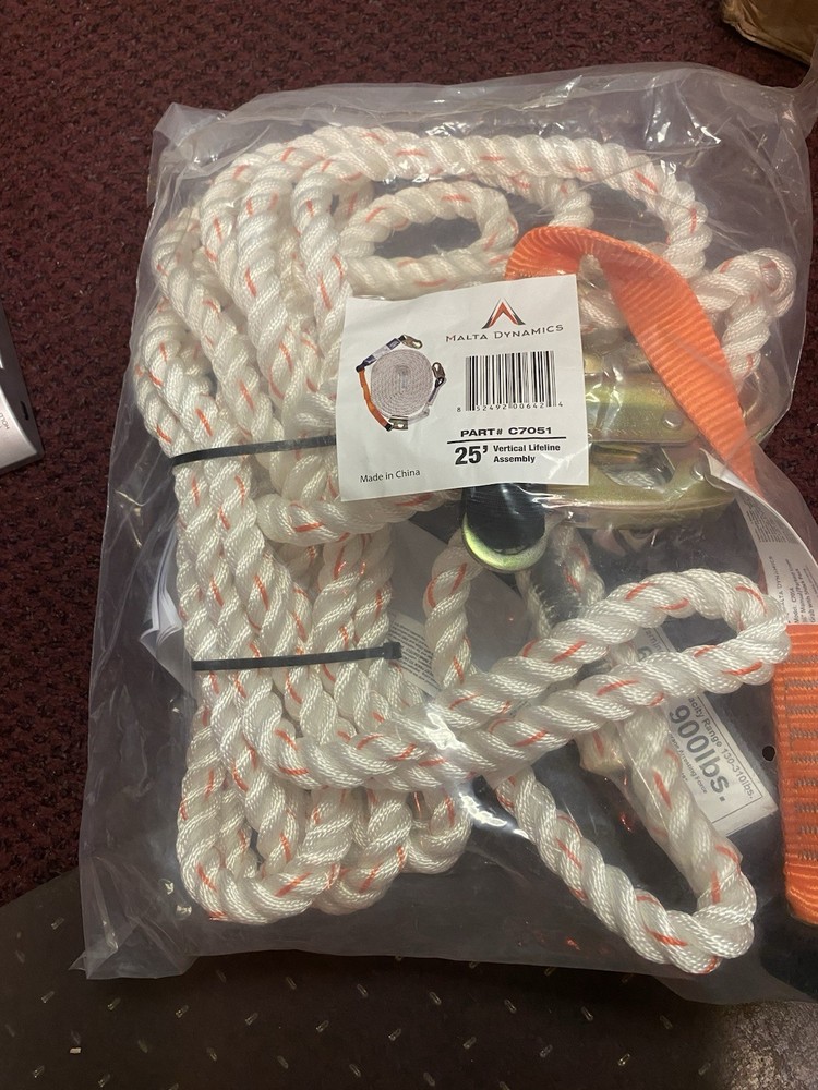 25-Ft Vertical Lifeline Assembly – Fall Protection Lanyard, Fall Arrest System w